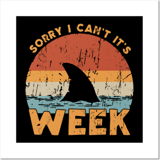 Retro Shark Fin Week 2023 Shark Lover Ocean Wildlife Posters and Art